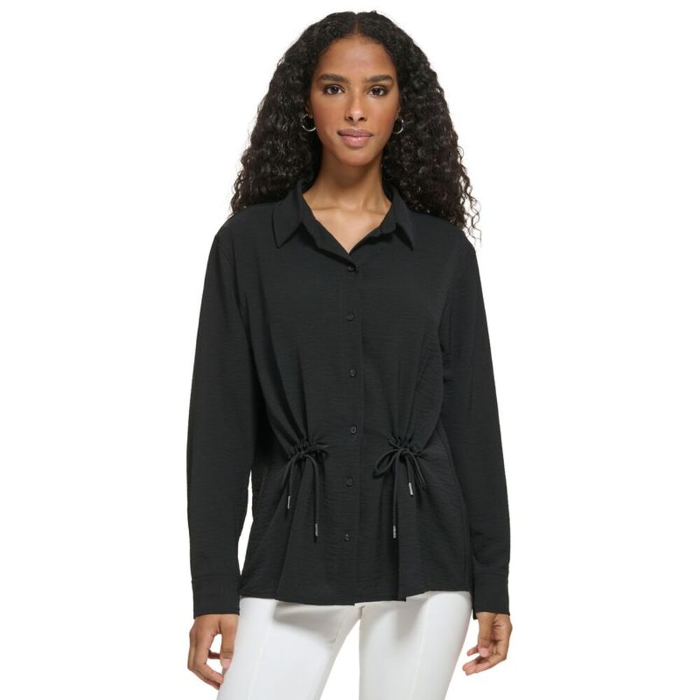 Women's Cinched Waist Button Down Shirt